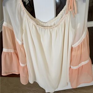 1. State Cream and Peach Blouse